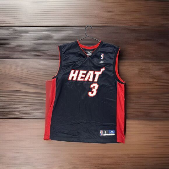Jersey Miami Heat Wade Dwayne Reebok NBA #3 Size Large - Picture 1 of 6